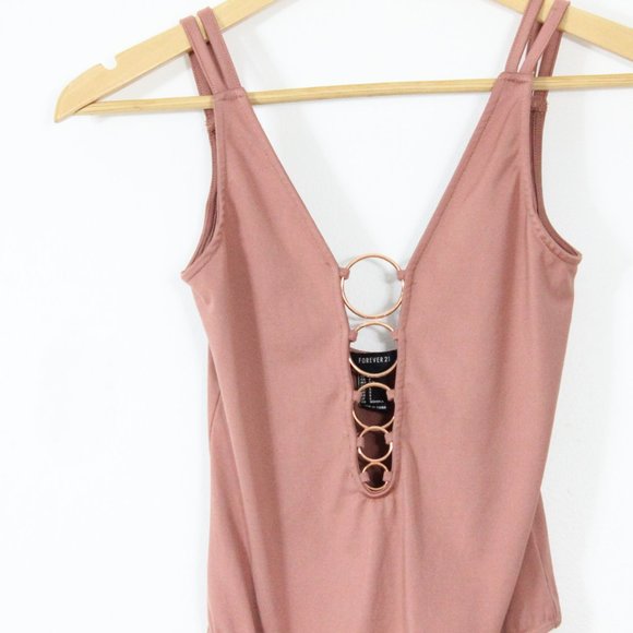 *Forever 21 Deep V Neck Dusty Rose Bodysuit - Picture 4 of 5